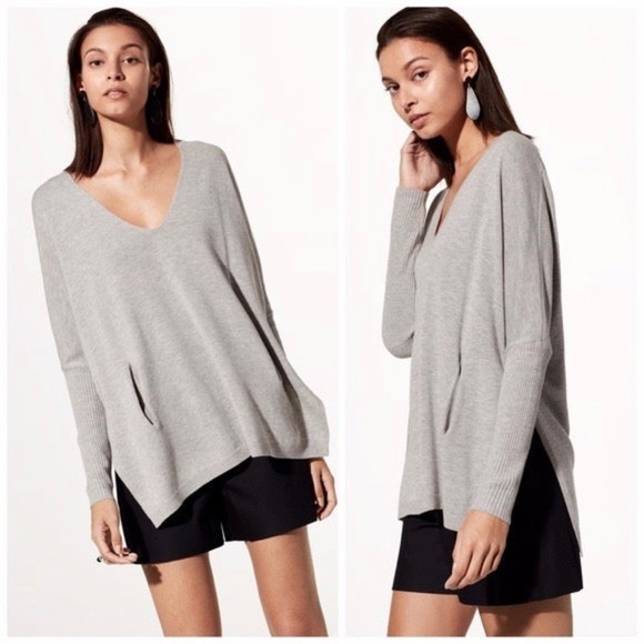 Babaton Aritzia Baylor Grey Light Wool Sweater - Picture 1 of 11